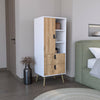 Toka Tall Dresser with Three Shelves, Two Drawers, and One Door