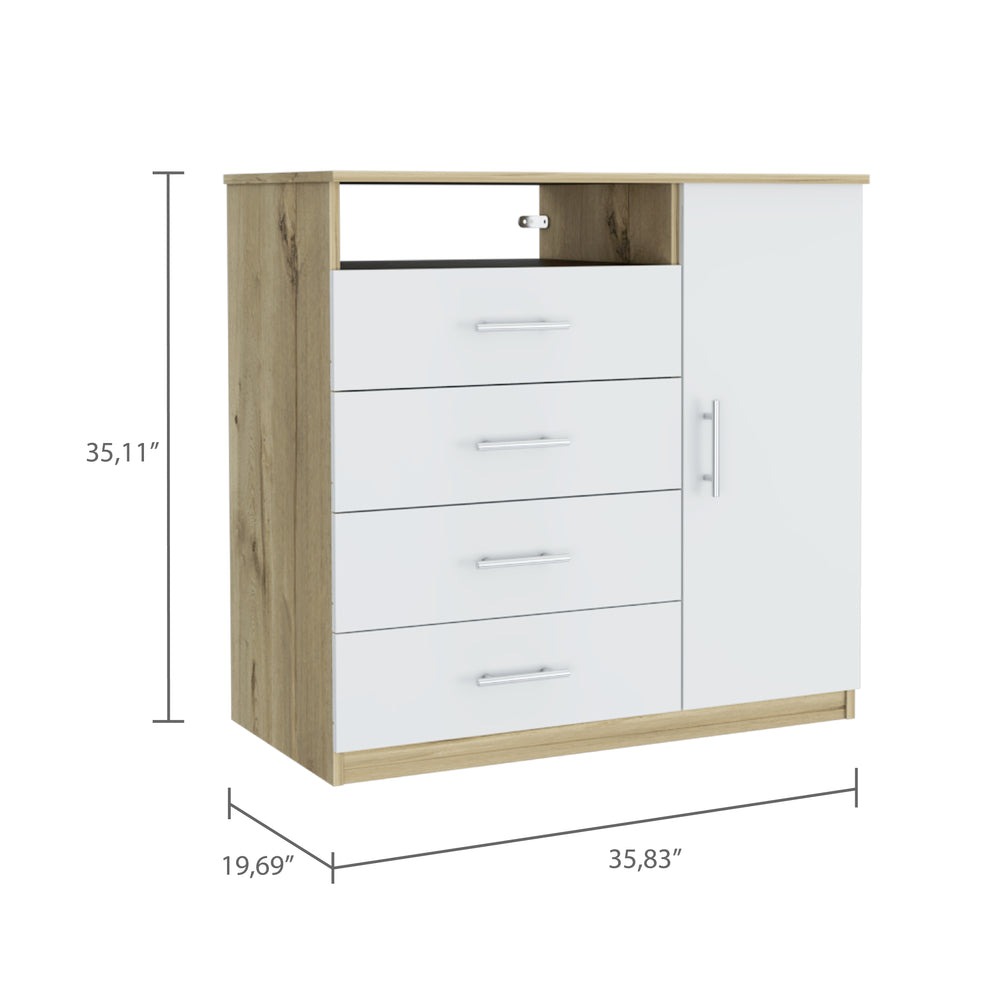 36-Inch Rioja Dresser with 4-Drawer and Single Door – Side Cabinet with Interior Shelf
