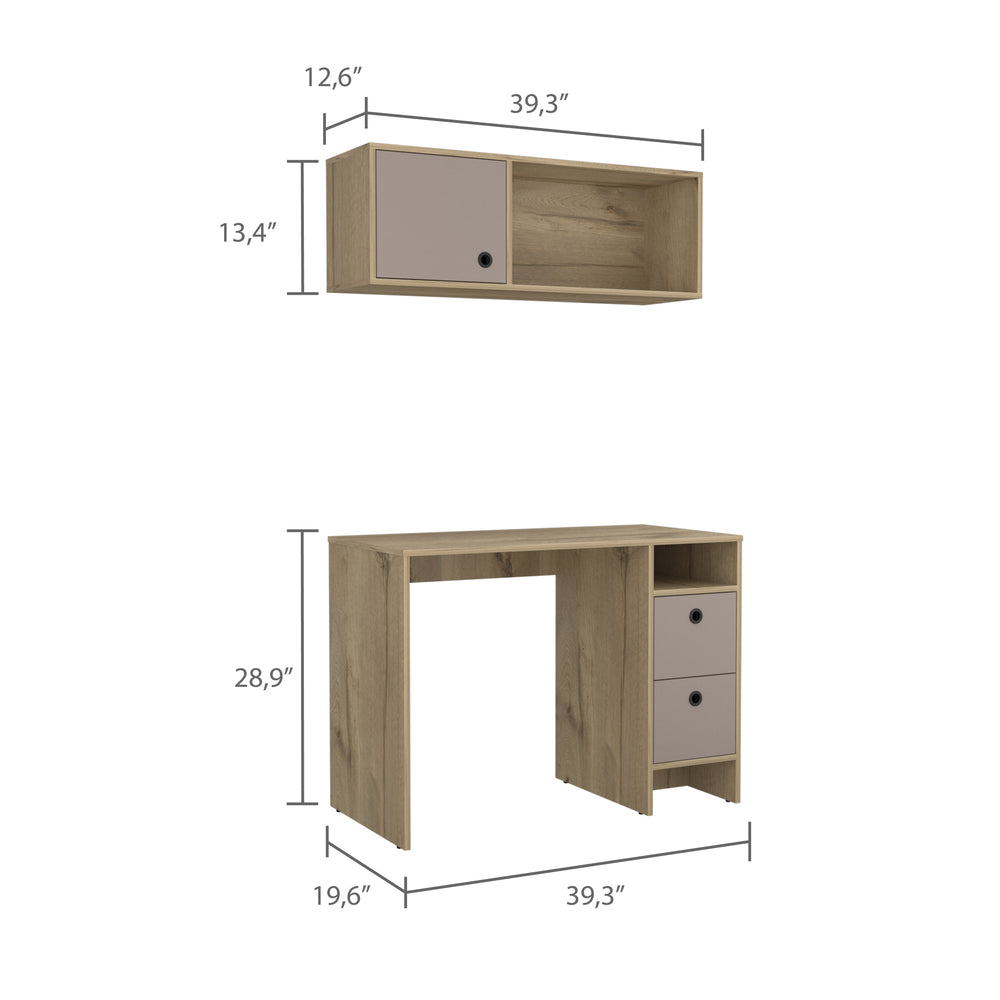39-Inch Aramis Office Set Wall Cabinet with 2-Drawer and Single Door – Wall-Mounted Cabinet