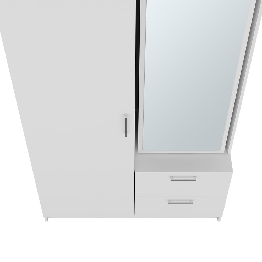 42-Inch Vinco Armoire with 2-Drawer and Single Door – Open Shelving Column