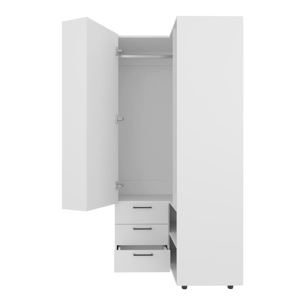 34-Inch Granger Armoire with 3-Drawer and Single Door – Open Shelving