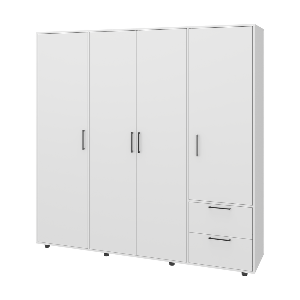 79-Inch Beluga Armoire with 2-Drawer and 4 Open Shelves – Durable Construction