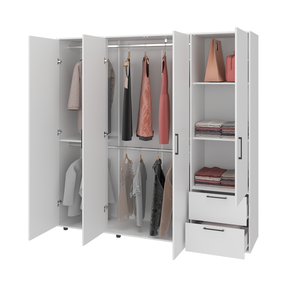 79-Inch Beluga Armoire with 2-Drawer and 4 Open Shelves – Open Shelving