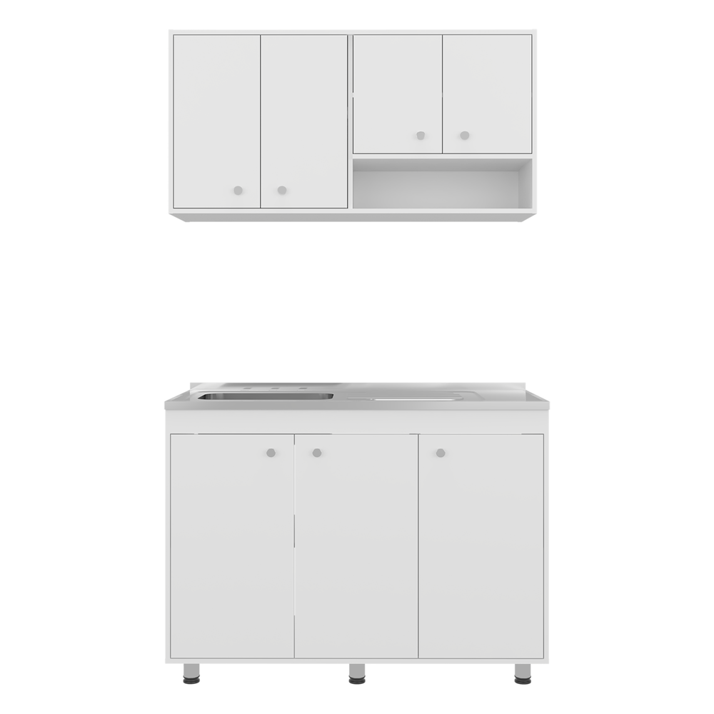 47-Inch Cohoe Storage Cabinet with 8 Open Shelves – Enclosed Cabinet Storage