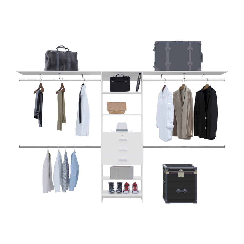 118-Inch Salina Closet Organizer with 3-Drawer and 5 Open Shelves – Sturdy Wall-Mounted Build