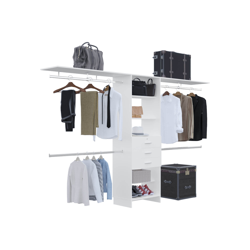 118-Inch Salina Closet Organizer with 3-Drawer and 5 Open Shelves – Open Shelving Throughout