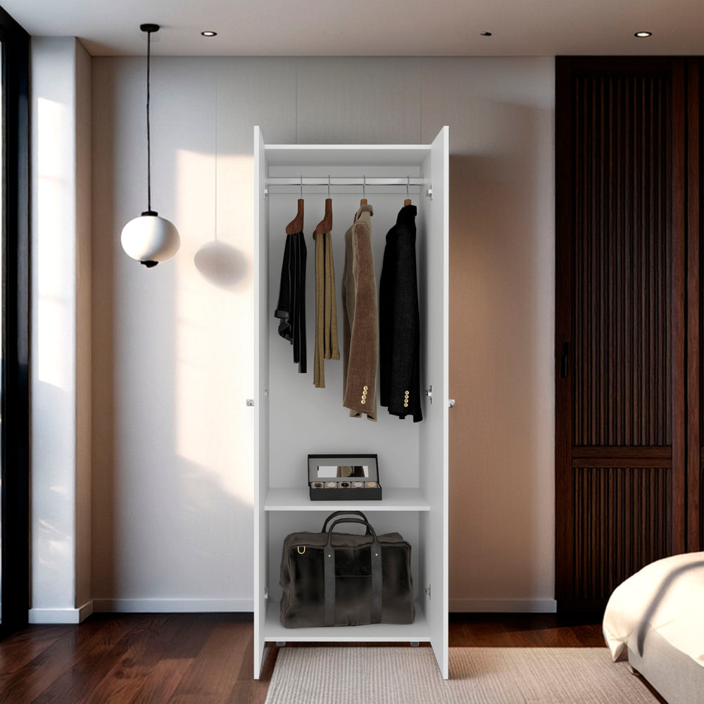 24-Inch Lisle Armoire with Double Door and 2 Open Shelves – Paneled Double Doors