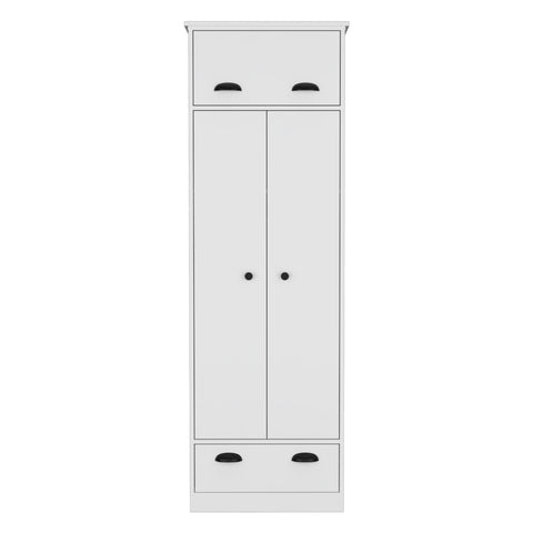 DEPOT E-SHOP Tifton Armoire with Hinged Drawer, 2-Doors and 1-Drawer, White