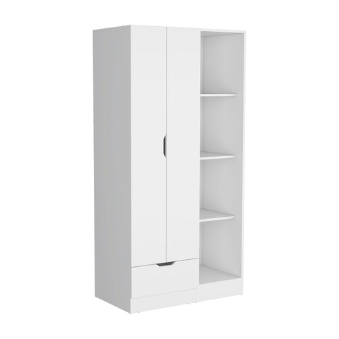 DEPOT E-SHOP Toccoa Armoire with 1-Drawer and 4-Tier Open Shelves, White