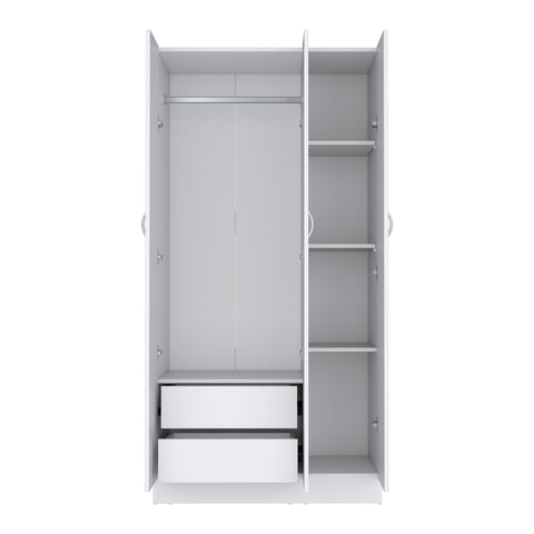 DEPOT E-SHOP Westbury Wardrobe Armoire with 3-Doors and 2-Inner Drawers, White