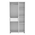 DEPOT E-SHOP Minto Armoire with 2-door Storage with Metal Rods, Drawer, 3 Open Shelves, White