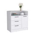 DEPOT E-SHOP Lizton Dresser with Spacious 3-Drawer and Single-Door Storage Cabinet, White