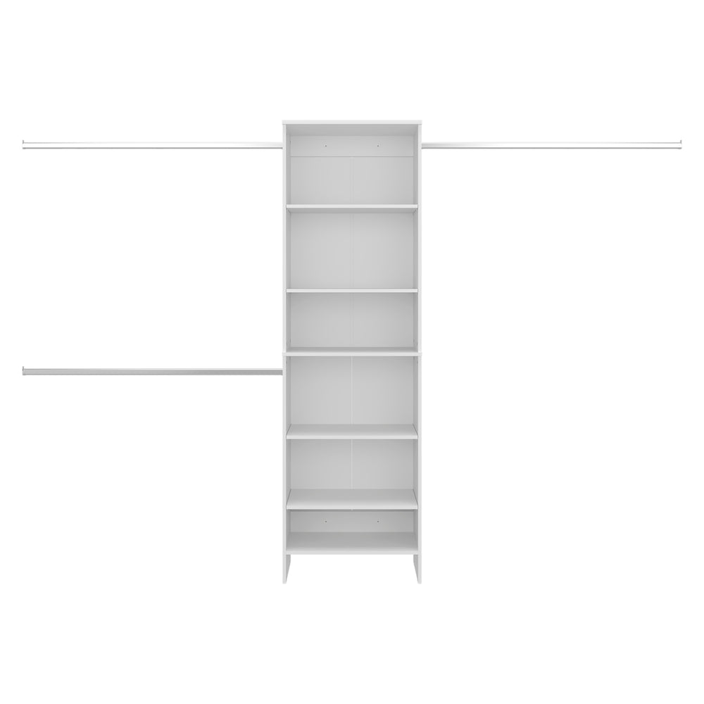 Valdese Walk-In Closet Organizer System with an Open Shelving Tower and Adjustable Hanging Rods – Open Shelving Tower