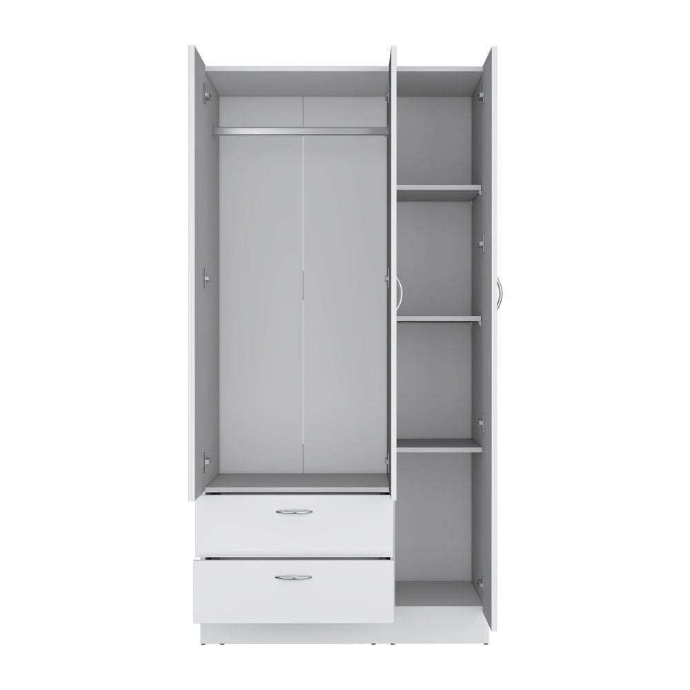 35-Inch Troy Wardrobe Closet with Mirror and 2-Drawer – Freestanding Closet Solution