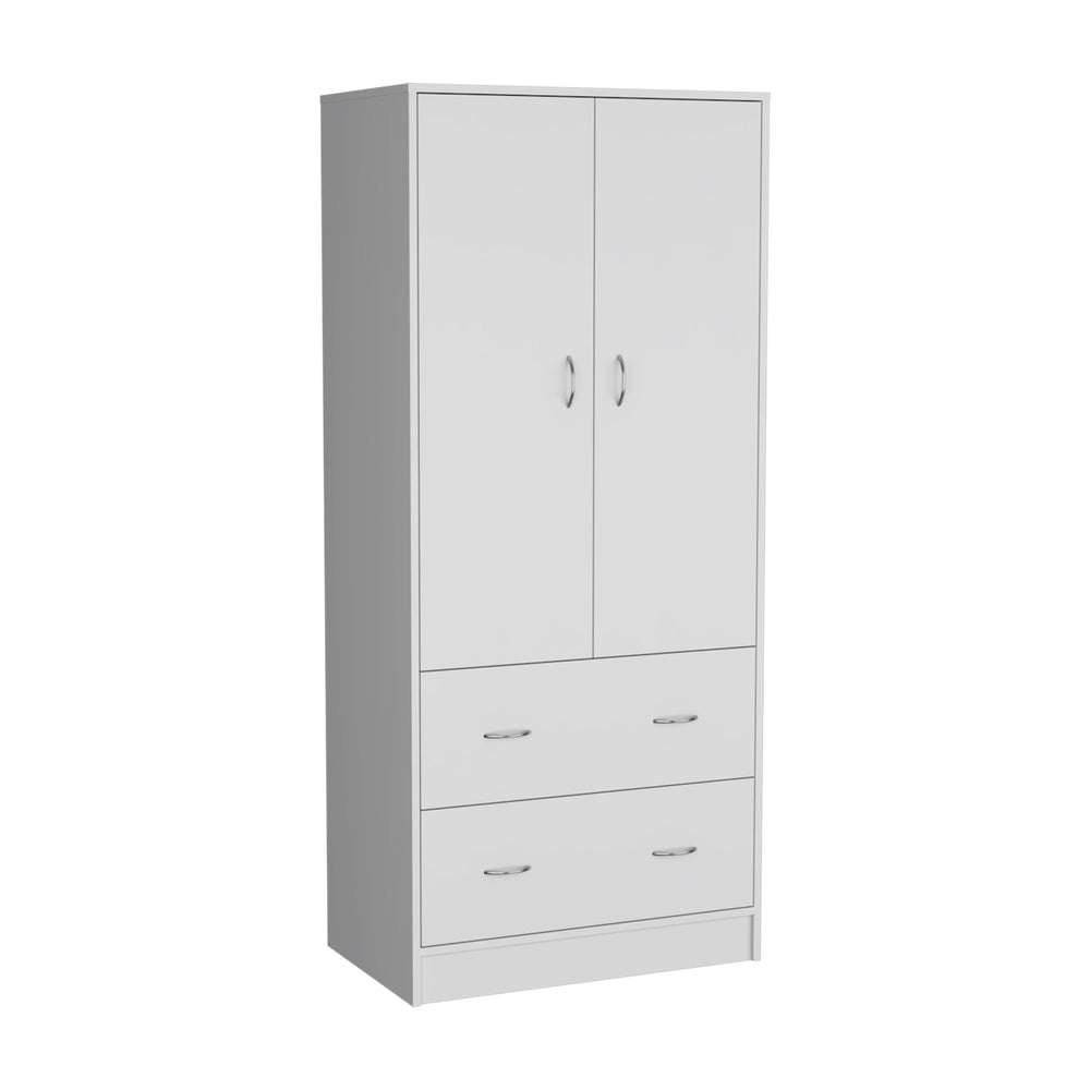 31-Inch Silo 71" H Armoire with 2-Drawer and Double Door – Hanging Rod Storage