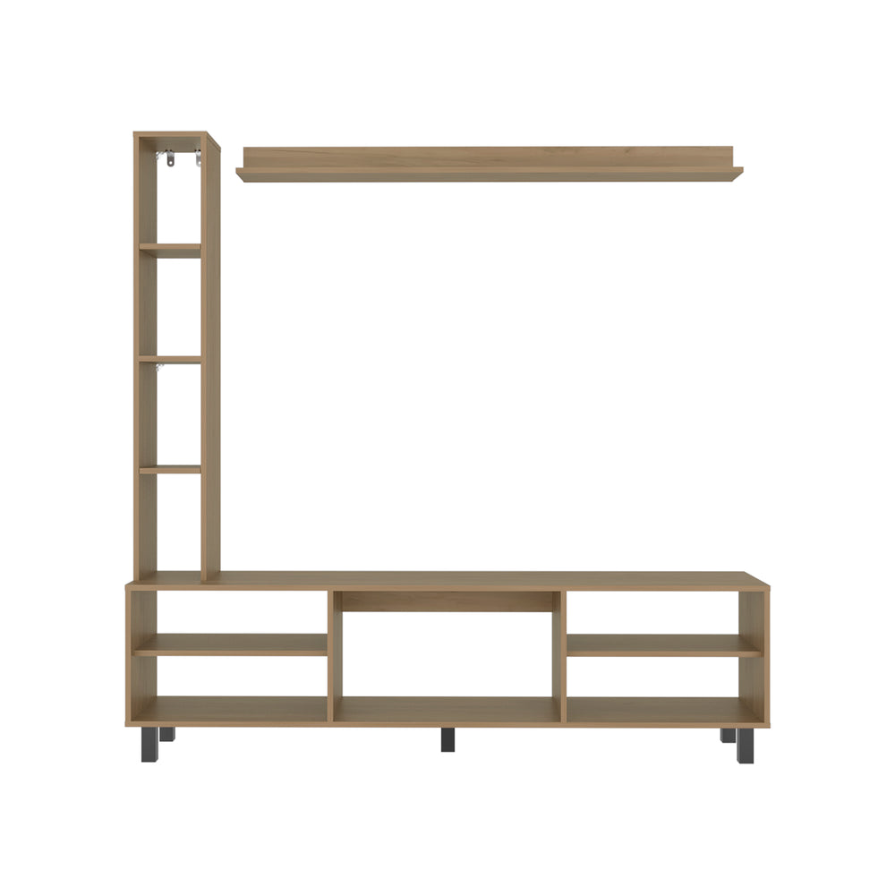66-Inch Entertainment Center Wall Unit with Bookshelf & Floating Shelf – Fits TVs up to 65" – 3-Piece Media Wall Set