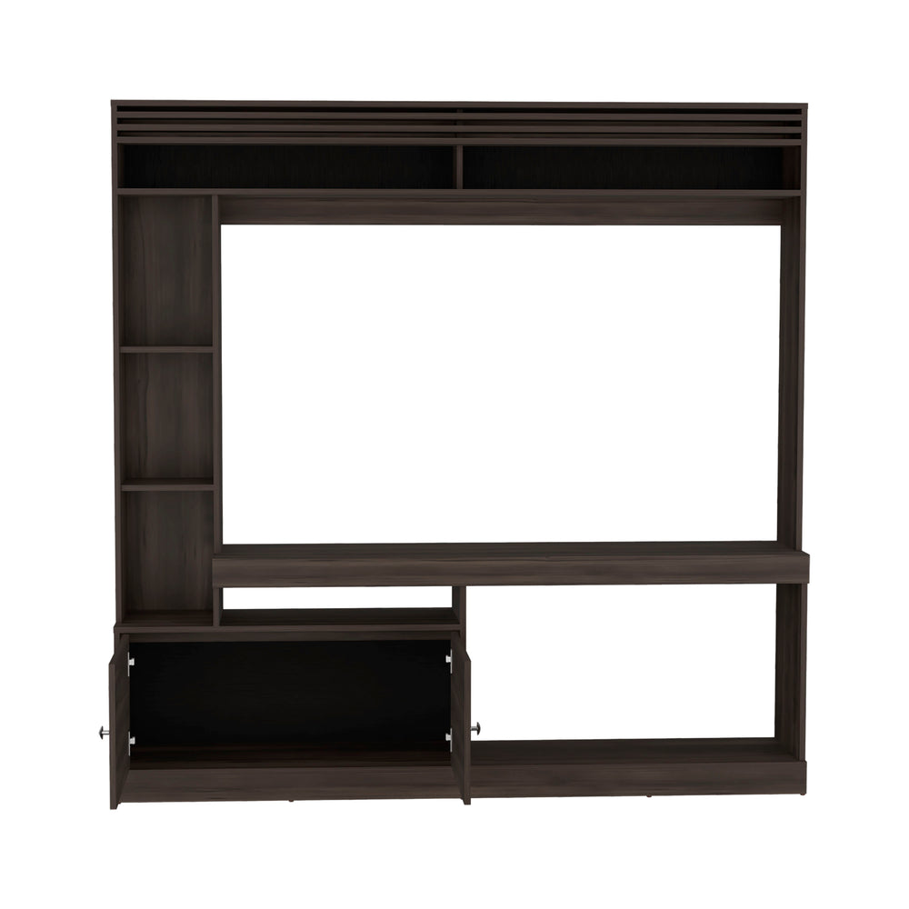 71-Inch Oberlin Entertainment Center with Double Door and 7 Open Shelves – Durable Construction