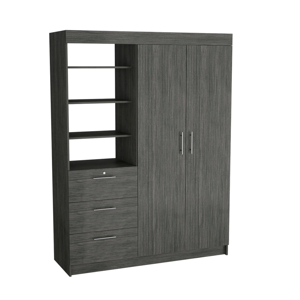 59-Inch Laurel 3-Tier Armoire – Drawer Storage Included