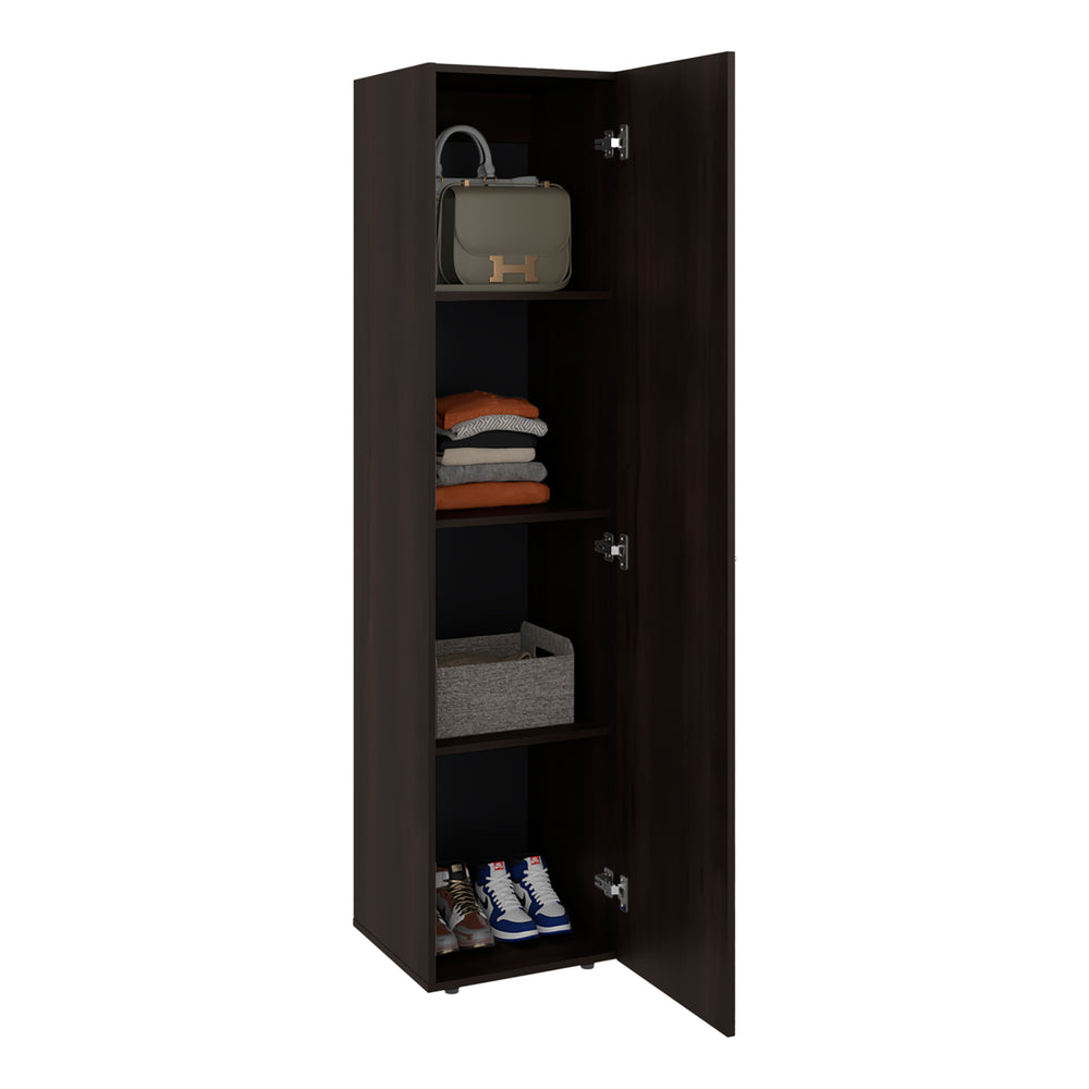 16-Inch Kotlik 1 Wardrobe Closet with Single Door and 4 Open Shelves – Sturdy Shelf Support