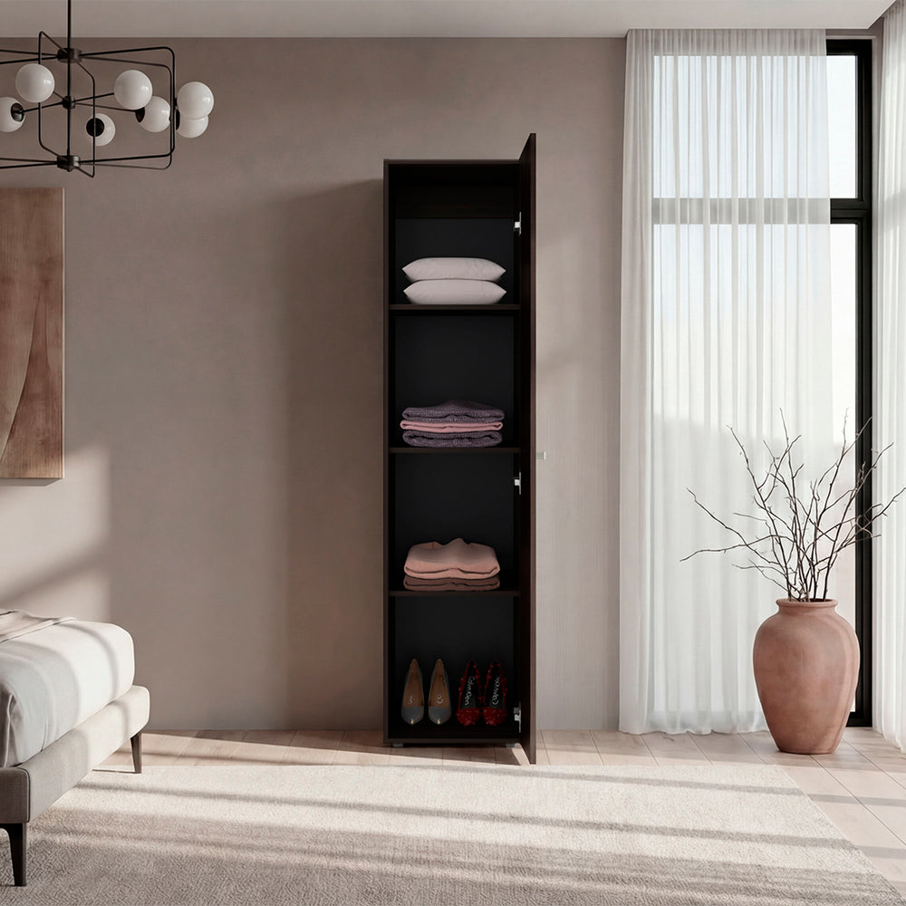 16-Inch Frisco 1 Wardrobe Closet with Mirror and Single Door – Full-Length Mirrored Door