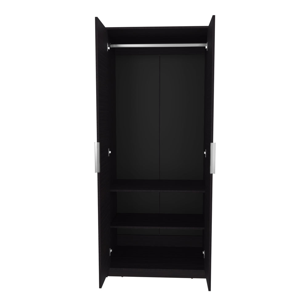 31-Inch Berne Armoire with Double Door and 3 Open Shelves – Tall Freestanding Design