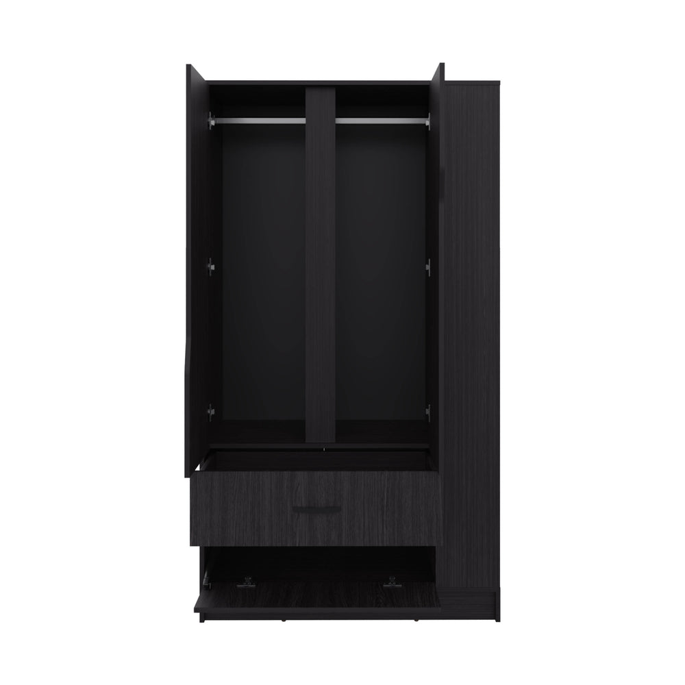 39-Inch Melvern Armoire with 1-Drawer and 4 Open Shelves – Tall Wide Footprint