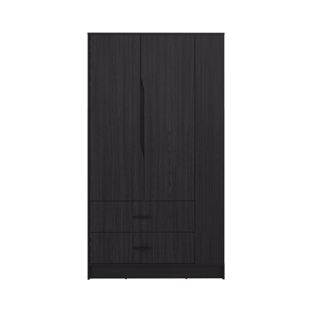 39-Inch Melvern Armoire with 1-Drawer and 4 Open Shelves – Sturdy Black Wengue Build