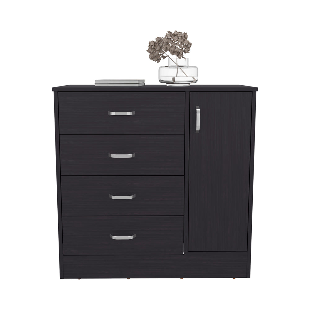 32-Inch Bourg Dresser with 4-Drawer and Single Door – Black Wengue Finish