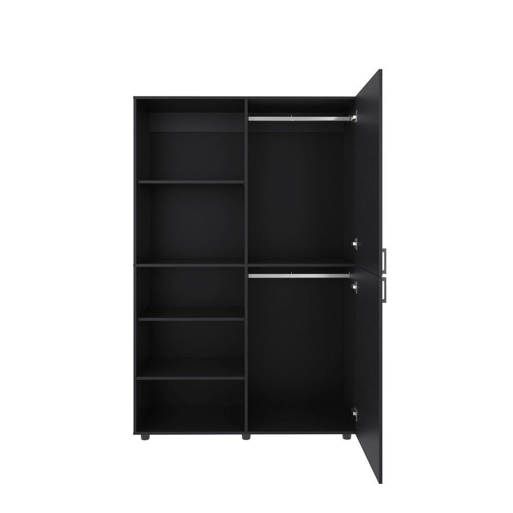 47-Inch Brewster Wardrobe Closet with Double Door and 7 Open Shelves – Sturdy Build