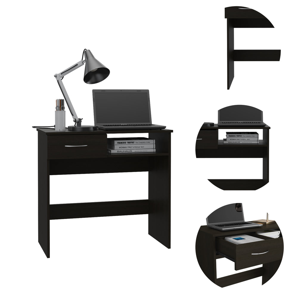 Treia Home Office Set Writing Desk with 1-Drawer and 5 Open Shelves – Easy Assembly