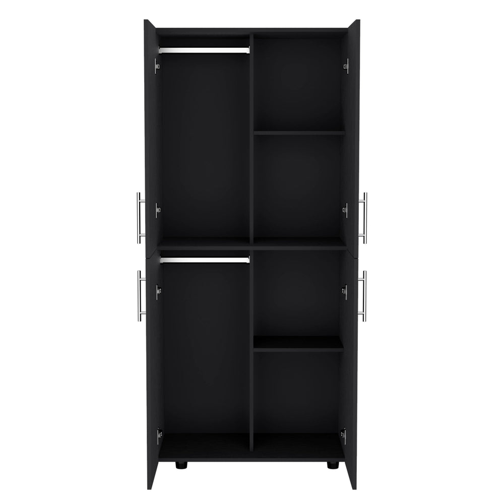 32-Inch Hazel Armoire with Double Door and 6 Open Shelves – Clean Cabinet Front