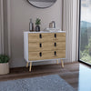 Toka Three Drawers Dresser with Handles and Wooden Legs