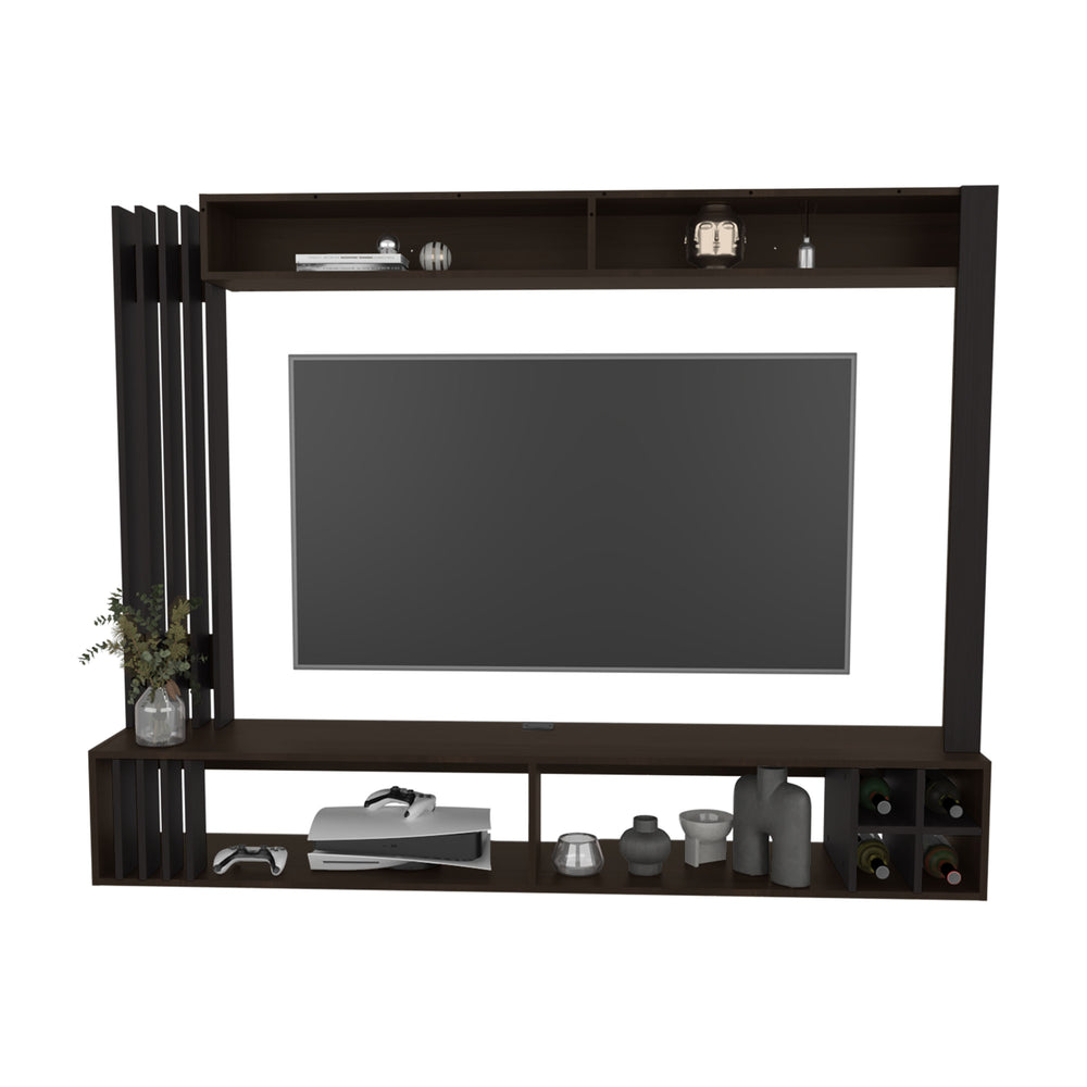 71-Inch Alto Entertainment Center with 8 Open Shelves – Fluted Side Panels