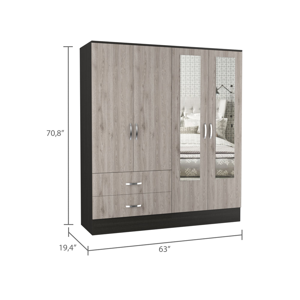 28-Inch Gangi Armoire with 2-Drawer and Double Door – Built-In Storage Drawers