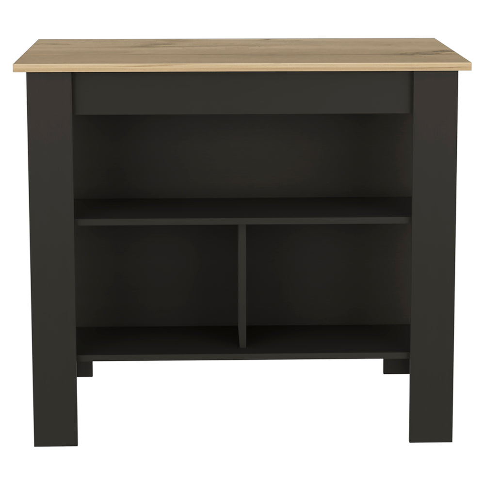 40-Inch Delos Kitchen Island – Black / Light Oak Finish