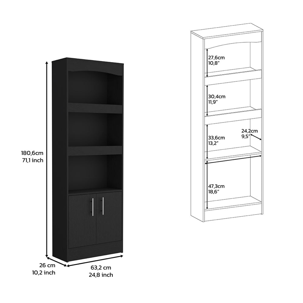 25-Inch Dozza Ladder Bookcase with Double Door and 3 Open Shelves – Durable Construction