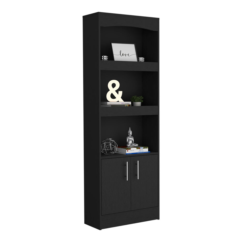 25-Inch Dozza Ladder Bookcase with Double Door and 3 Open Shelves – Open Display Shelving