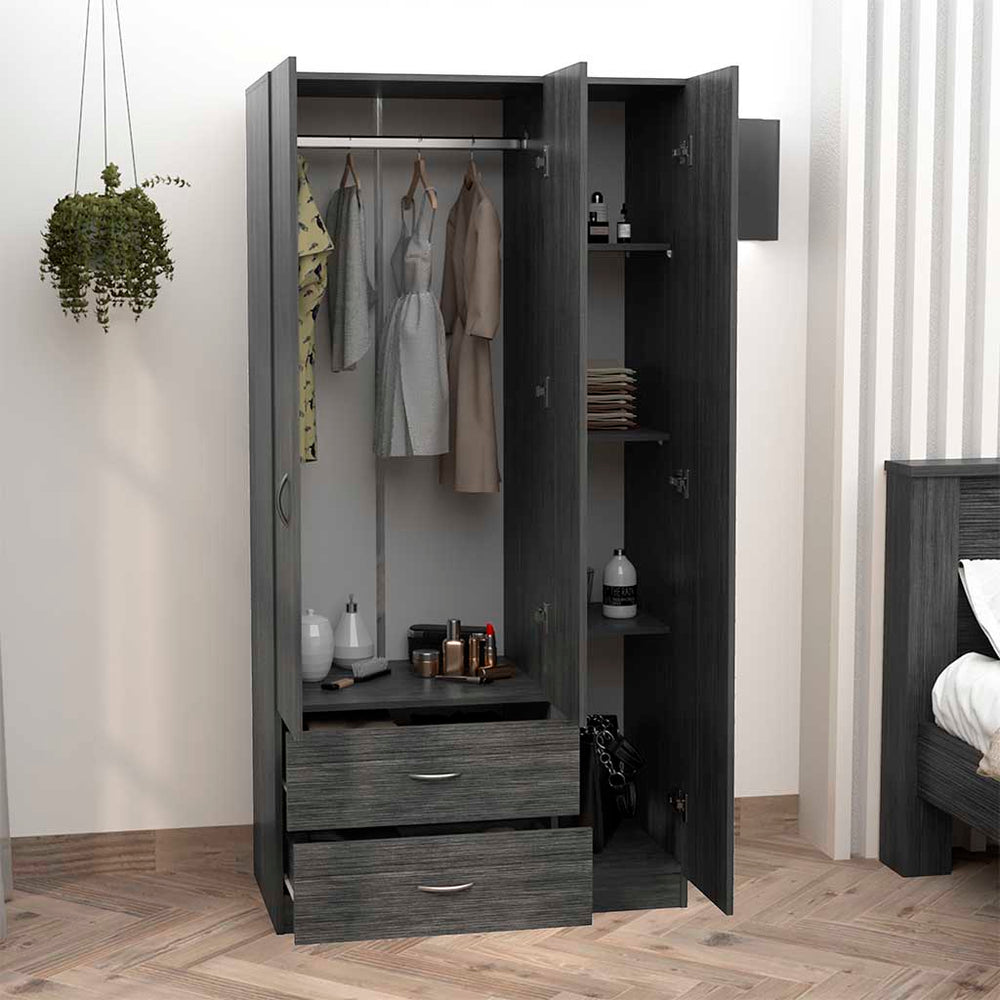 35-Inch Bosko Armoire with 2-Drawer – Smokey Oak Finish