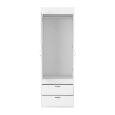 DEPOT E-SHOP Portugal Armoire, Double Door Cabinet, Two Drawers, Metal Handles, Rod