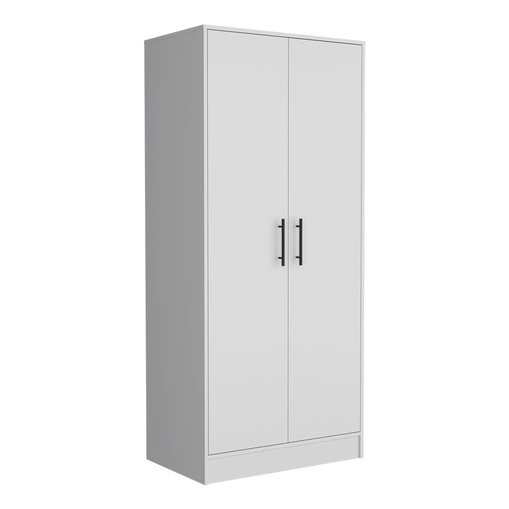 32-Inch Darwin Armoire with 1-Drawer and Double Door – Full-Height Hanging Rod
