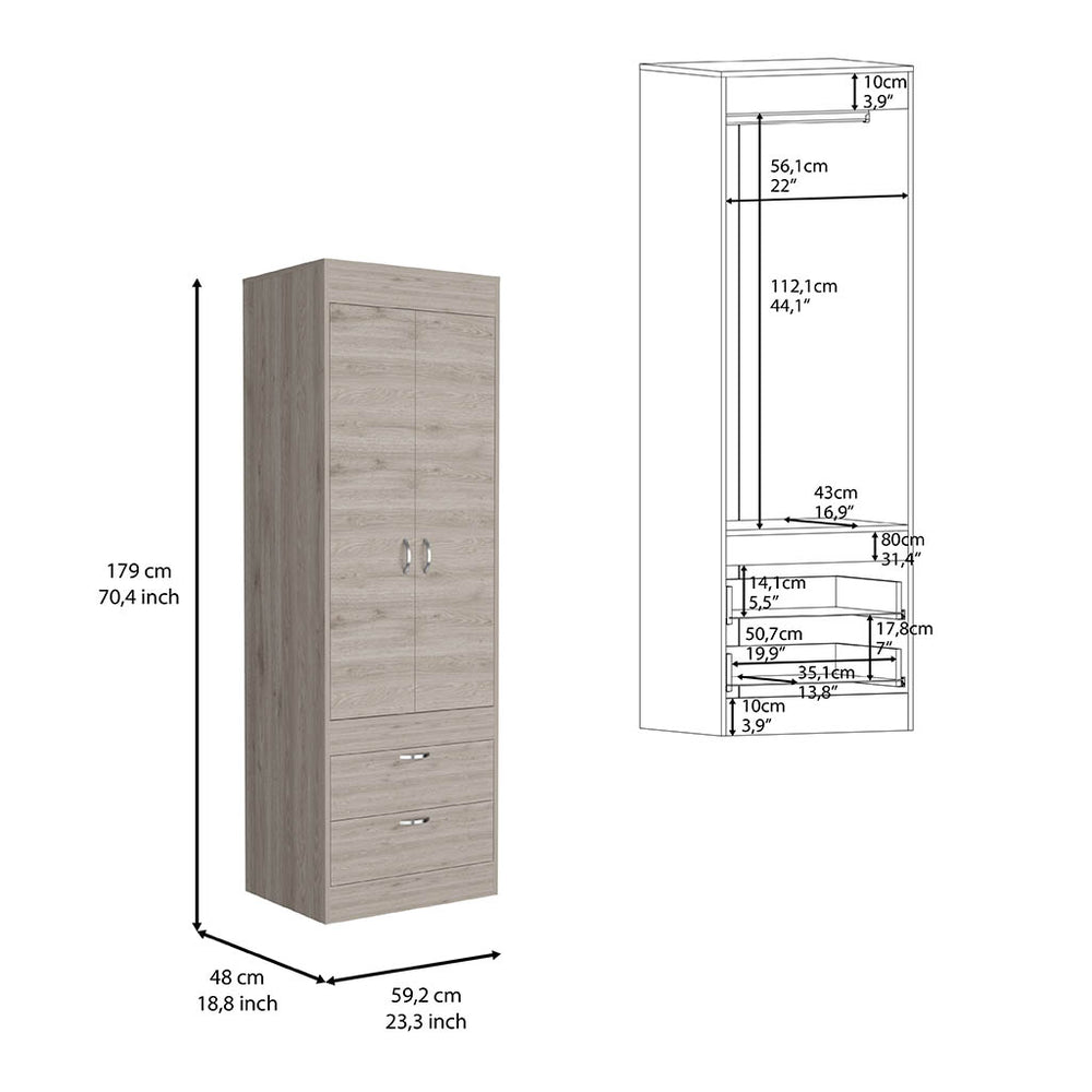 23-Inch Portugal Armoire with 2-Drawer and Double Door – Durable Construction