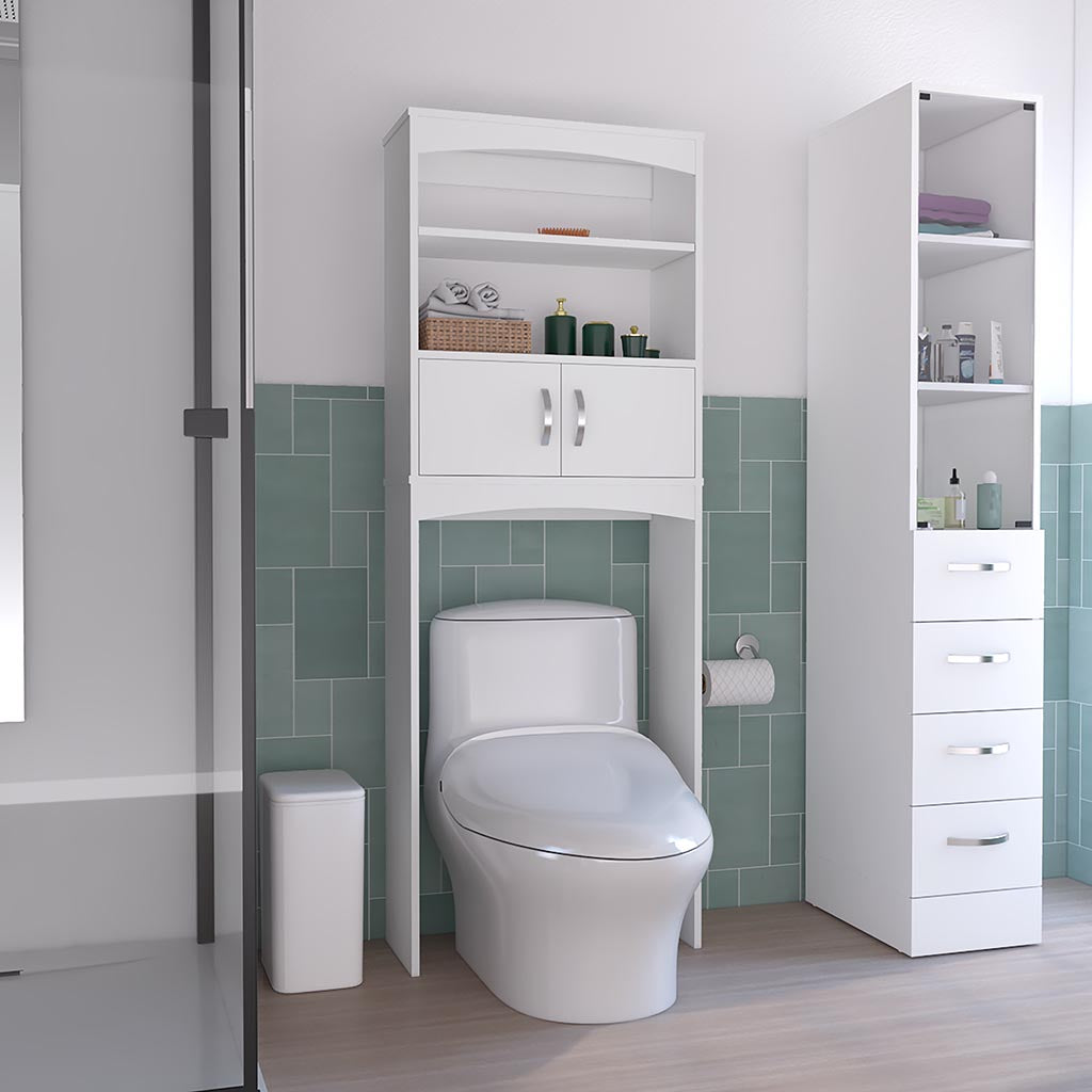 Valetta Over The Toilet Double Door Cabinet, Three Shelves