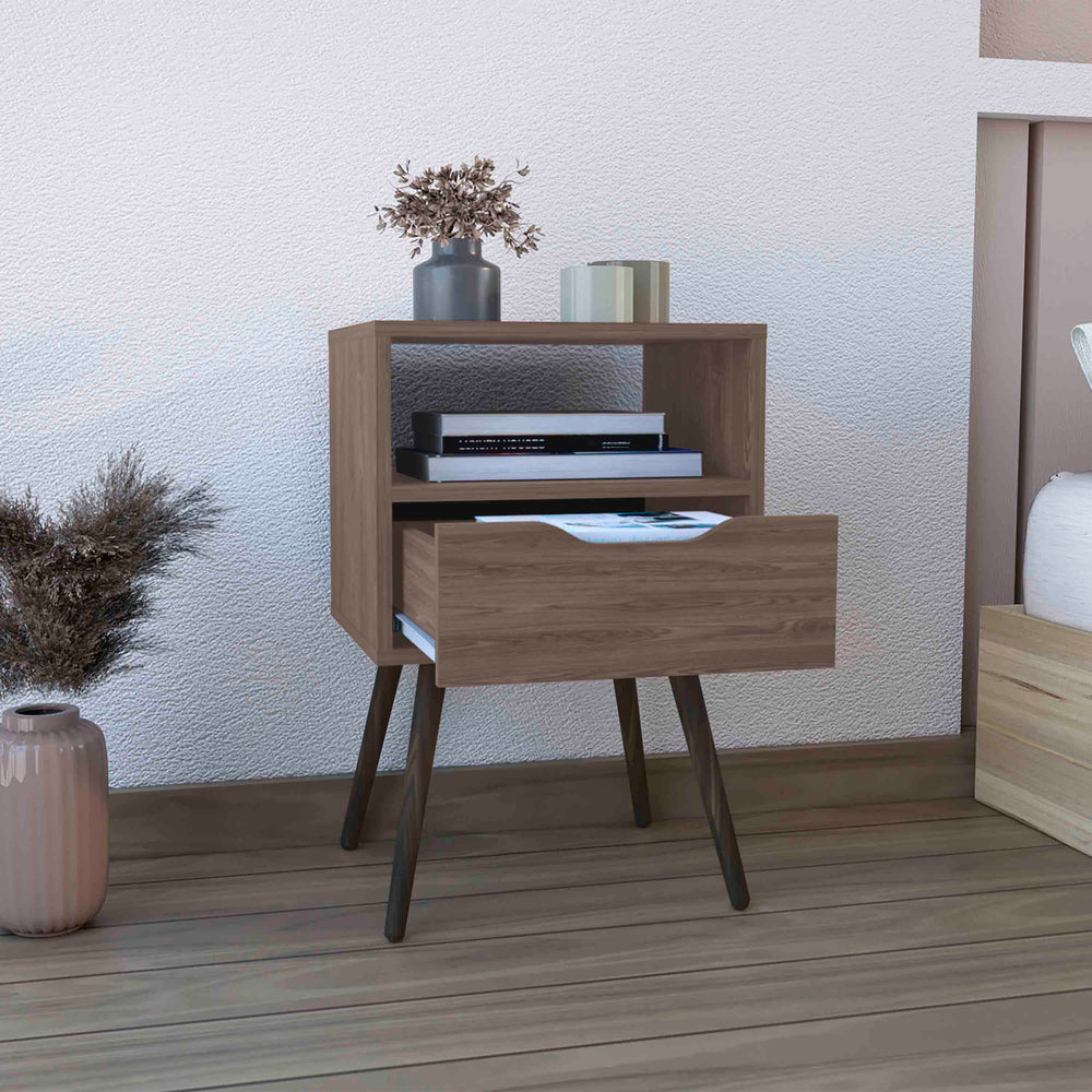 16-Inch Emma Nightstand with 1-Drawer – Mid-Century Silhouette