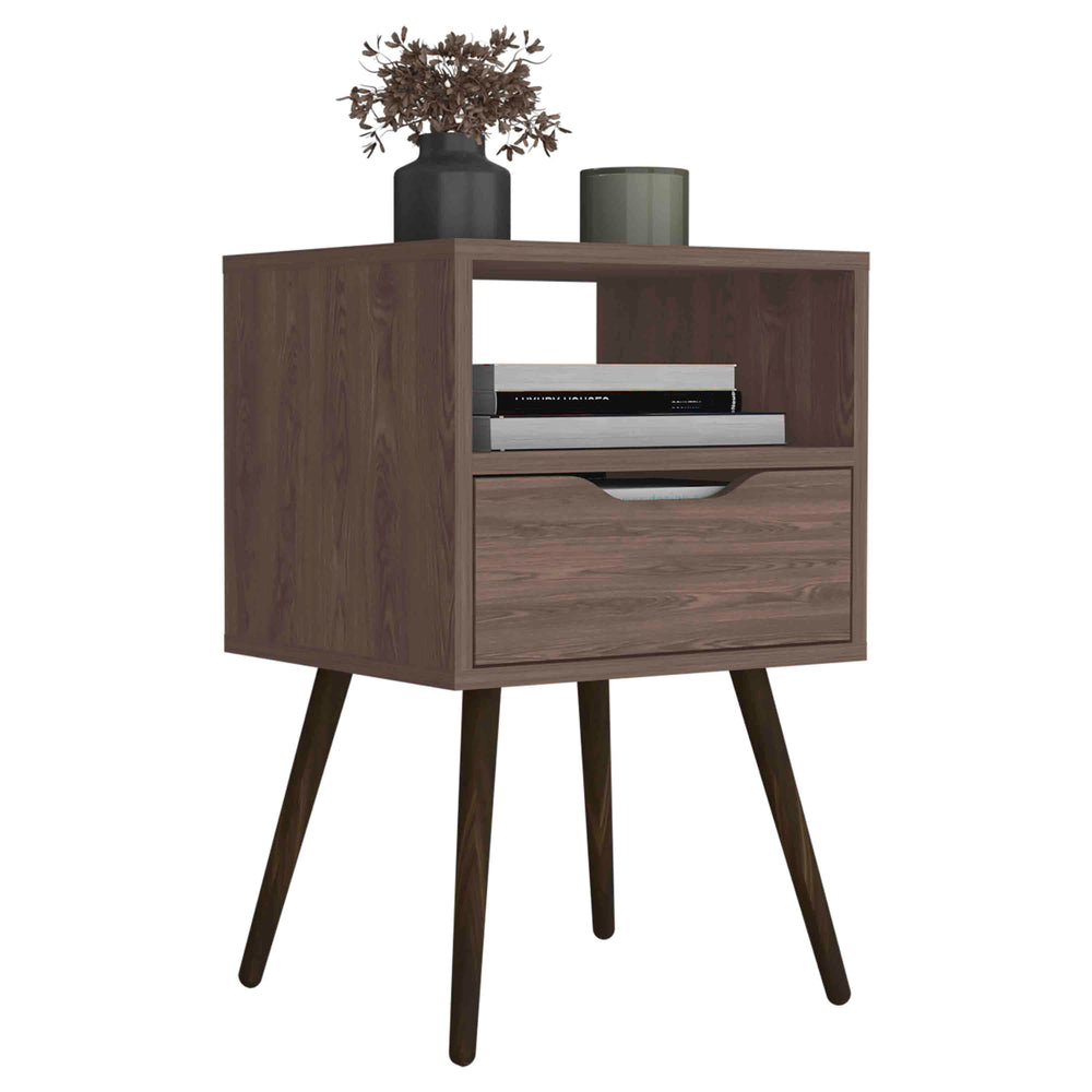16-Inch Emma Nightstand with 1-Drawer – Open Shelf for Bedside Essentials