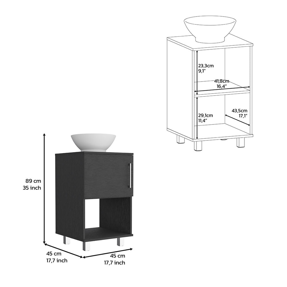 18-Inch Pittsburgh Bathroom Vanity with Sink with Single Door – Open Lower Shelf