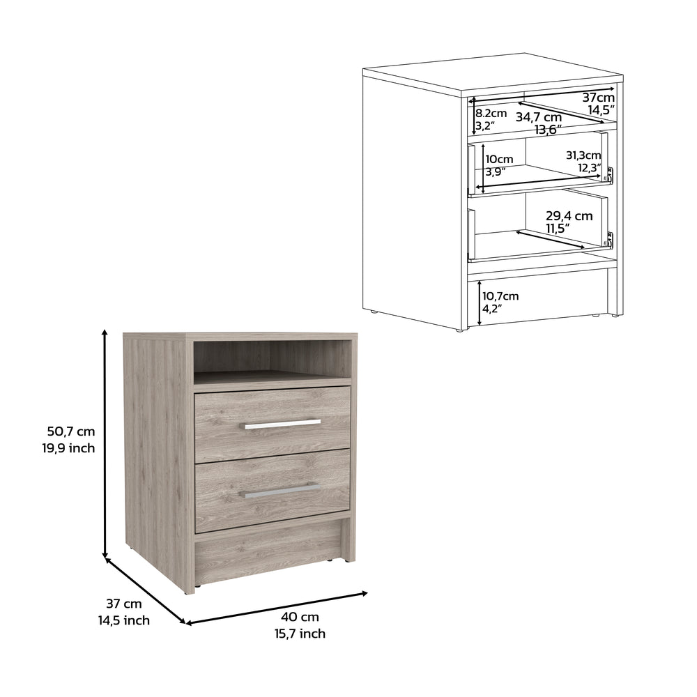 16-Inch Leyva Nightstand with 2-Drawer – Durable Construction