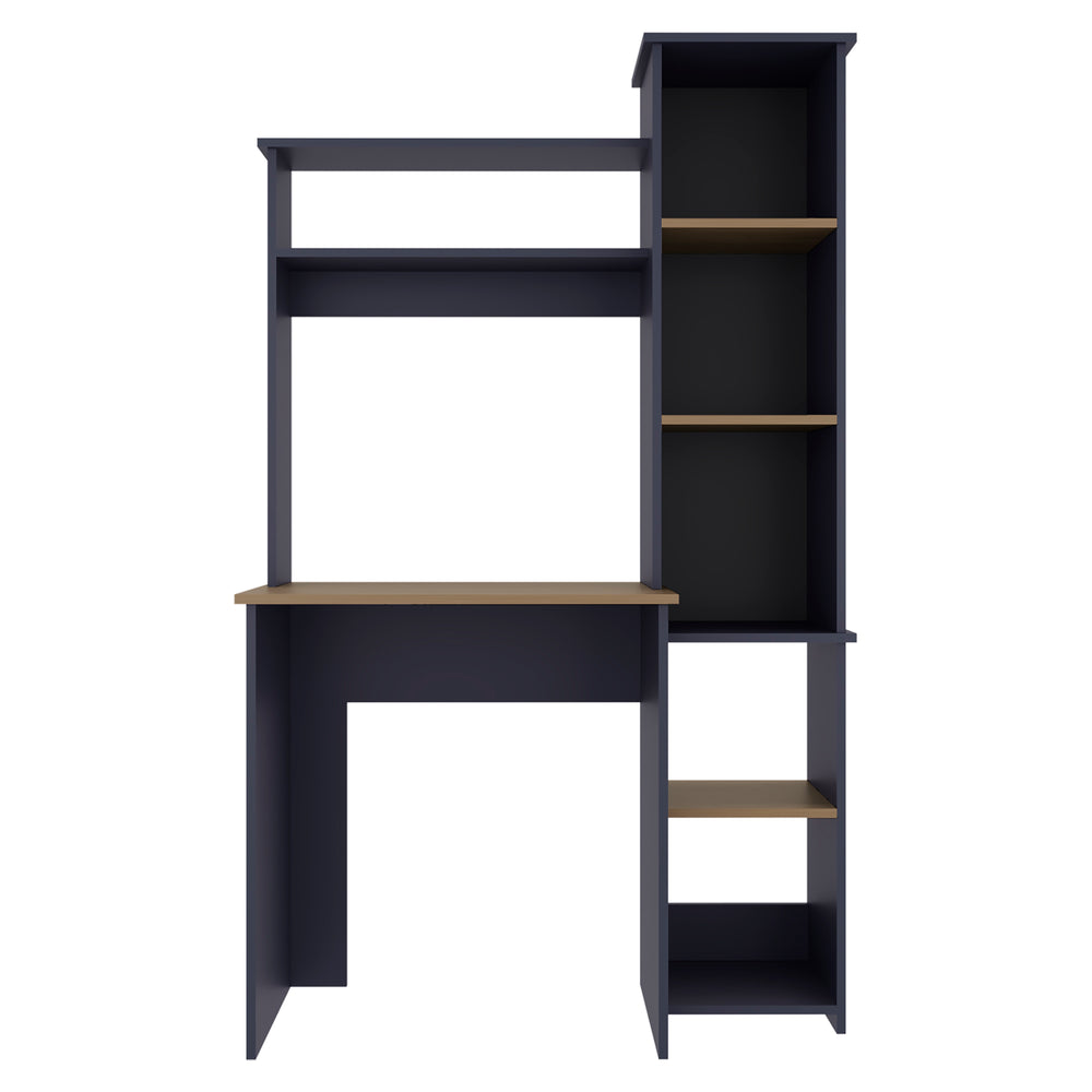 39-Inch Aramis Writing Desk with 6 Open Shelves – Hutch Shelf Storage