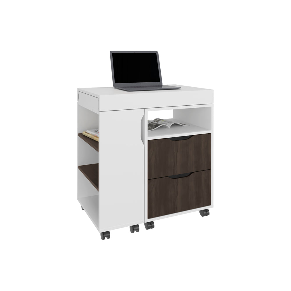 54-Inch Odessa Extendable Writing Desk with Casters and 2-Drawer – Drawer And Shelf Organization