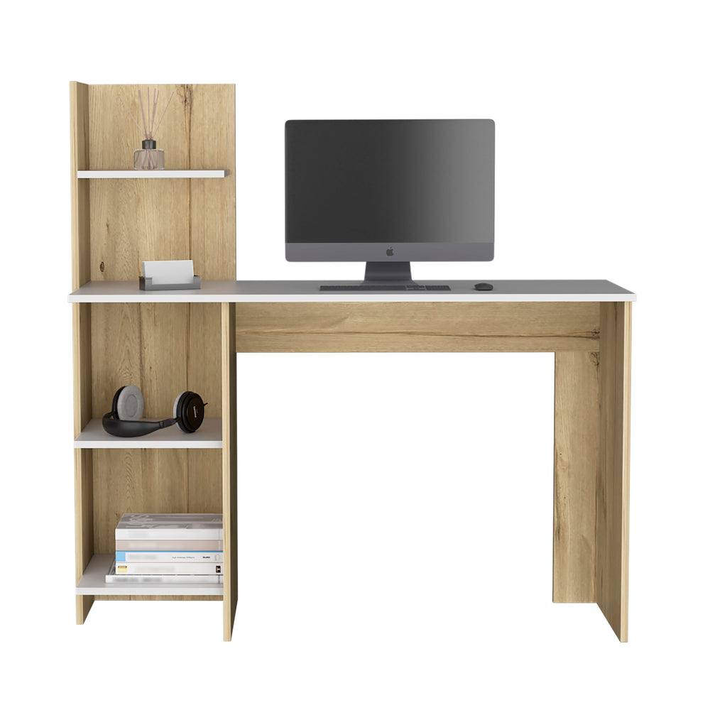 47-Inch Toronto Writing Desk with 4 Open Shelves – Tall Side Tower