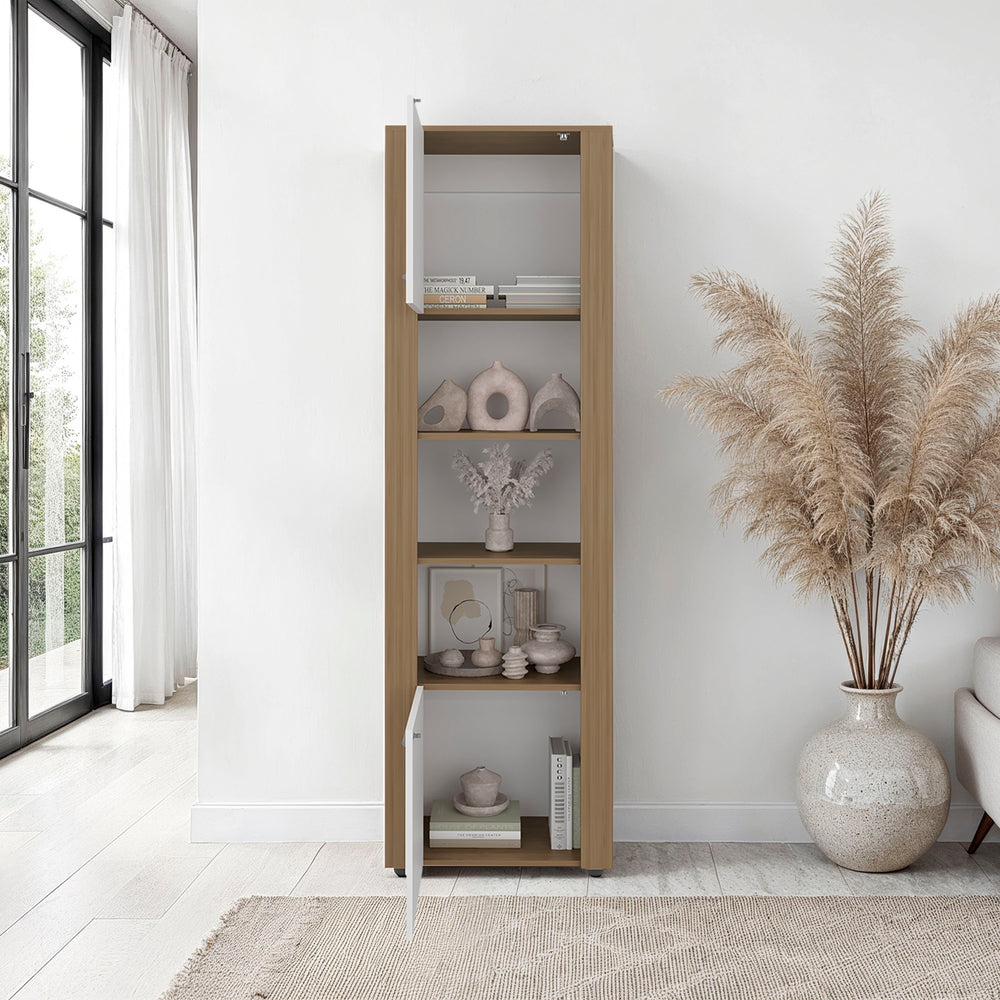 22-Inch Kasaan Ladder Bookcase – Enclosed Cabinet Storage